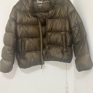 Aritzia TNA Telluride Down Olive/Brown/Deep Bronze Puffer - Size M - Like New